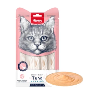 WANPY Creamy Treat, Tonno e Salmone, sacchetto di ricompensa per gatti, (purea), 350g