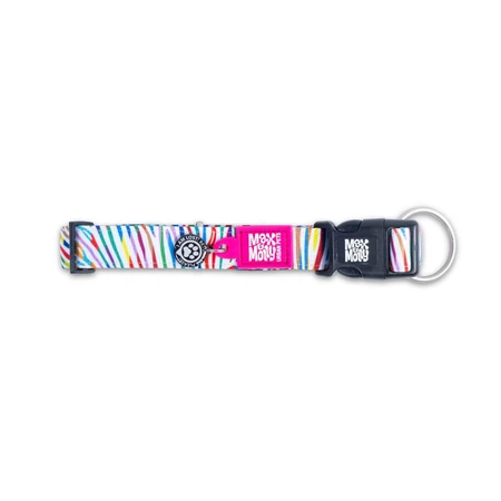 MAX & MOLLY Smart ID Magic Magic Zebra, dog collar, adjustable, polyester, white, trident buckle, XS(22-35 x 1cm)