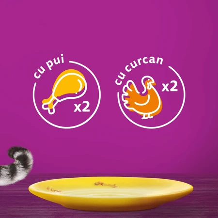 WHISKAS Selections Gevogelte, Kip en Kalkoen, zakjes nat kattenvoer, (in saus), multipack, 85g x 4