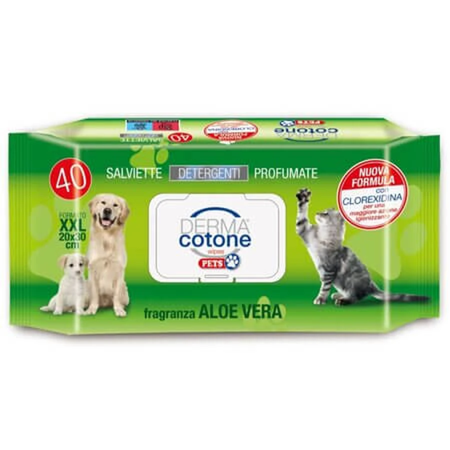 Natte doekjes met aloë vera en chloorhexidine XXL, 40 stuks, Dermacotone