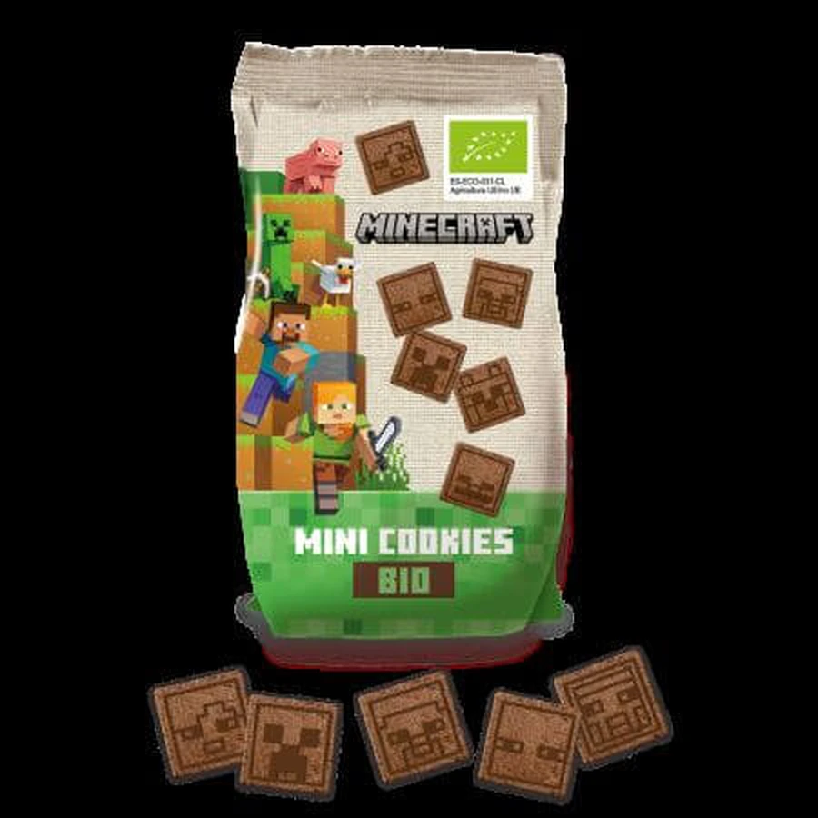Mini galletas ecológicas con cacao, Minecarft, 100 g, Sabrosas y únicas