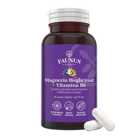 Magnesiumbisglycinaat + vitamine B6, 90 capsules, Faunus