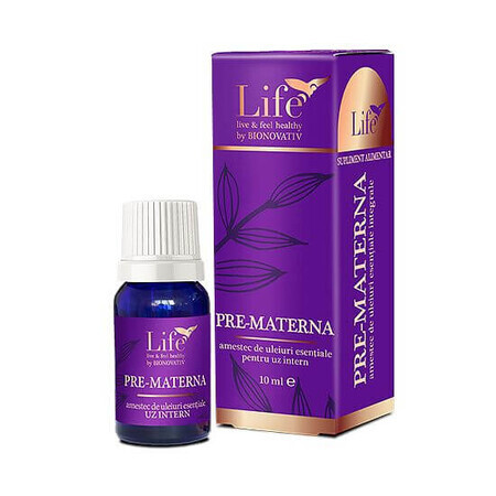 Mezcla de aceites esenciales enteros para uso interno, Prematerna, 10 ml, Bionovativ