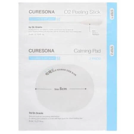 Set Exfoliating Stick 1 stuk + Kalmerende en hydraterende schijven Kalmerende Pads 2 stuks O2 Kalmerende Verzorgingsset, Curesona