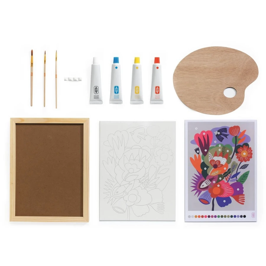 Creatieve workshop 23 voor volwassenen Bloemen schilderen, Djeco