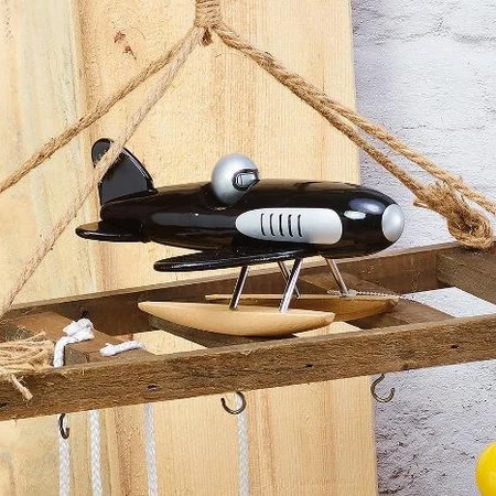 Black lacquered wooden seaplane - Made in France - Vilac