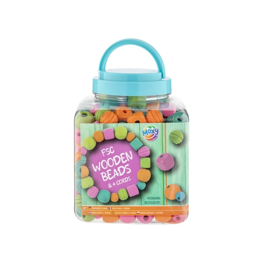 Creatieve set, Houten kralen in kiezels, blauw