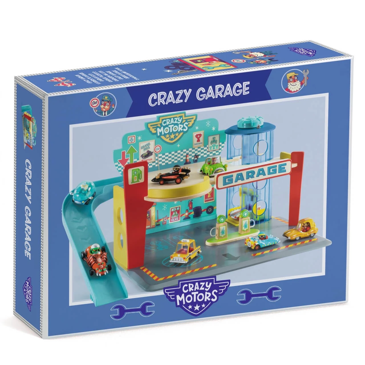 Garage voor Crazy Motors auto's, Djeco