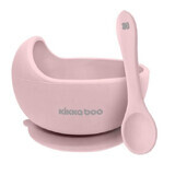 2-piece feeding set, silicone bowl with suction cup and Yummy spoon, Pink, Kikka Boo