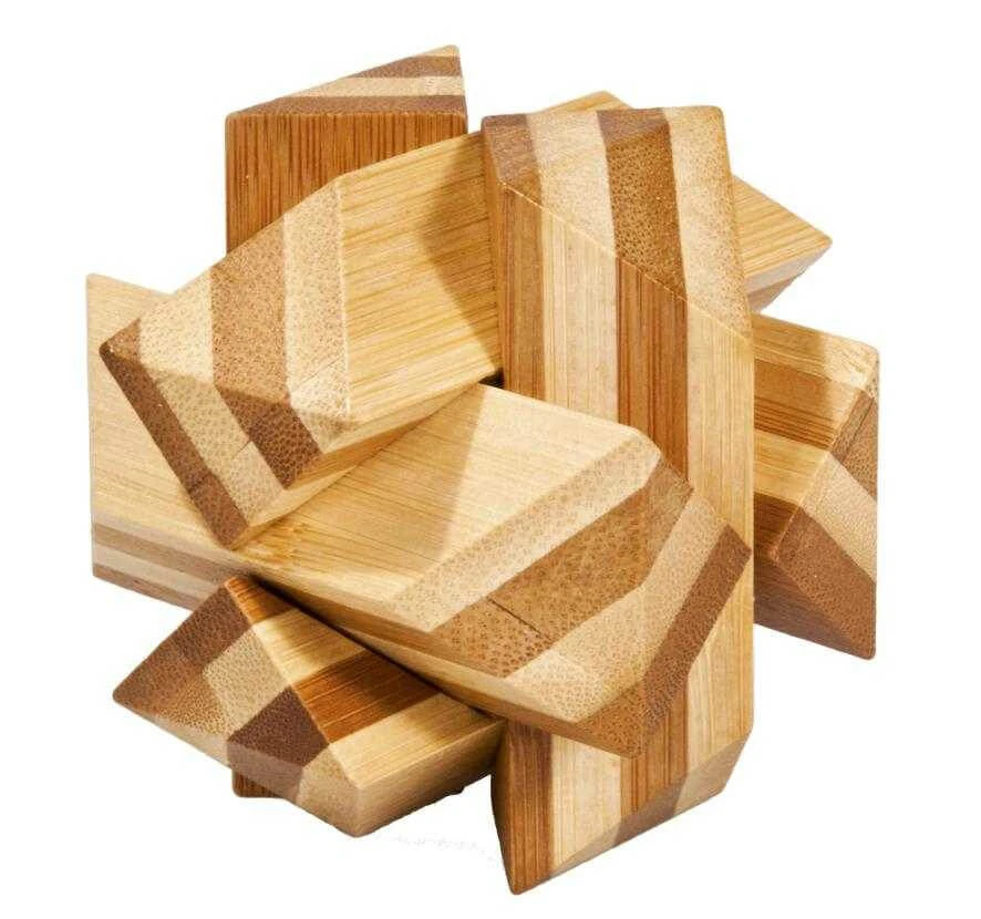 Logisch spel IQ houten bamboe IQ hoekige knoop