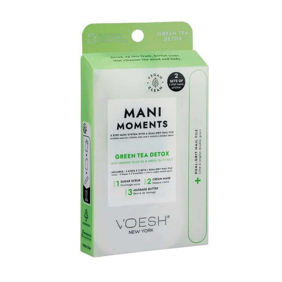 Voesh, Mani Moments, dubbele manicureset, Green Tea Detox, 7 stuks.
