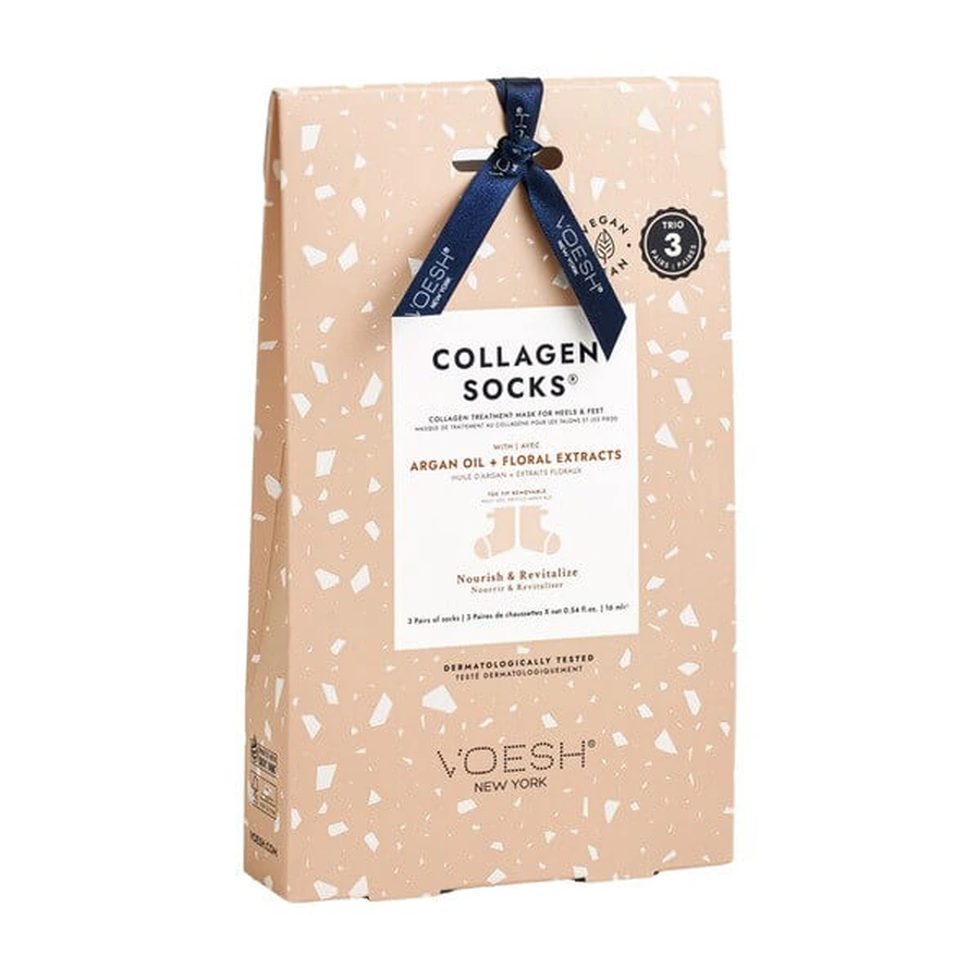 Voesh, Collagen Socks, collagen mask for heels and feet with argan oil, socks, 3 pairs