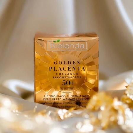 Bielenda Golden Placenta Collagen Reconstructor, liftingująco-ujędrniający krem przeciwzmarszczkowy 50+, 50 ml: ceny i cechy