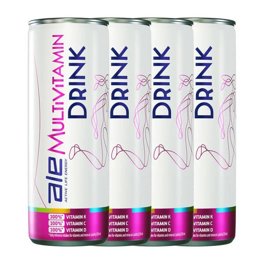 Set 4x ALE Multivitamin Drink, lichid, aromă de guava și portocale, 250 ml