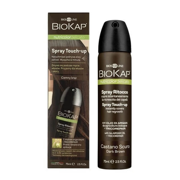 Biokap Nutricolor Delicato Spray Touch Up, touch up spray voor wortels, donkerbruin, 75 ml.