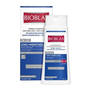 Bioblas, herbal anti-dandruff shampoo and conditioner (2-in-1) with zinc and menthol, 360 ml