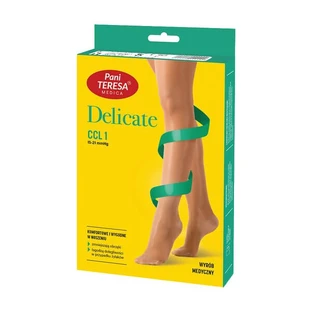 Ms. Teresa Delicate, size L, beige CCL1 compression knee socks, long, covered toes, 1 pair