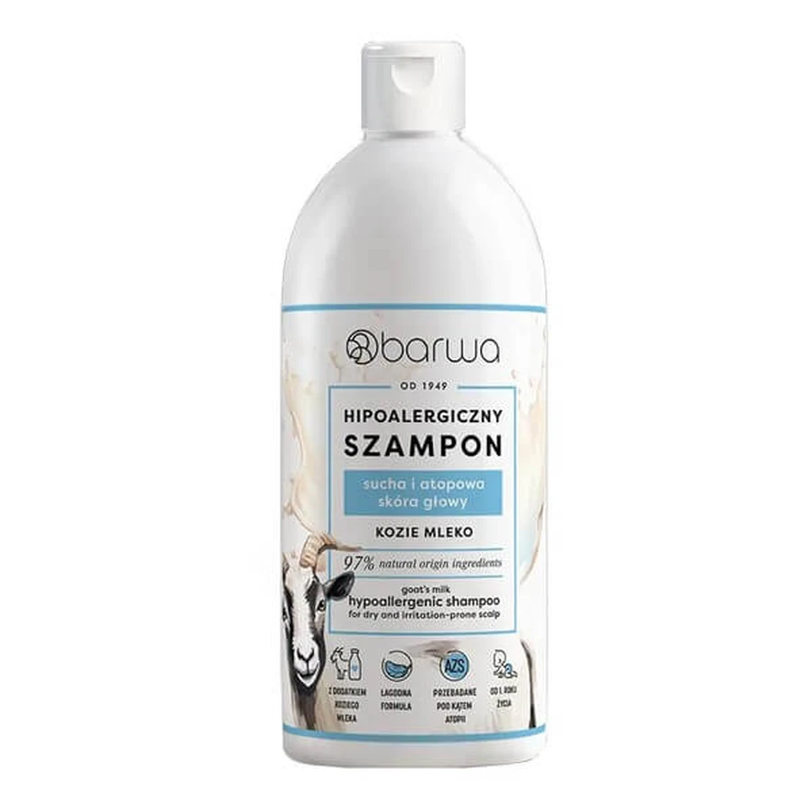 Barwa Hypoallergeen, hypoallergene shampoo, Geitenmelk, 400 ml