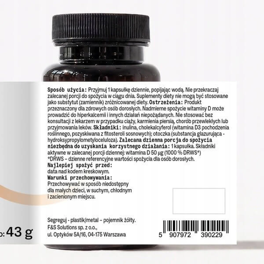 Sundose Vitamine D3 Vege 2000 IU, gélules dures, 120 pcs.