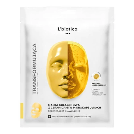 L'biotica, Kollagenmaske mit Ceramiden in Mikrokapseln, Regeneration und Hydratation, 1 Stück.