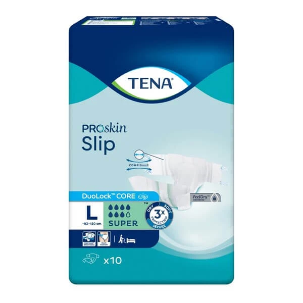 TENA Slip ProSkin Super, luiers, maat L, 10 stuks.