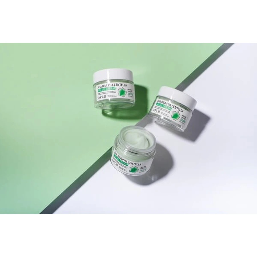 APLB AHA BHA PHA Centella Facial Cream, crème exfoliante et apaisante à base d'acides et de Centella Asiatica, 55 ml