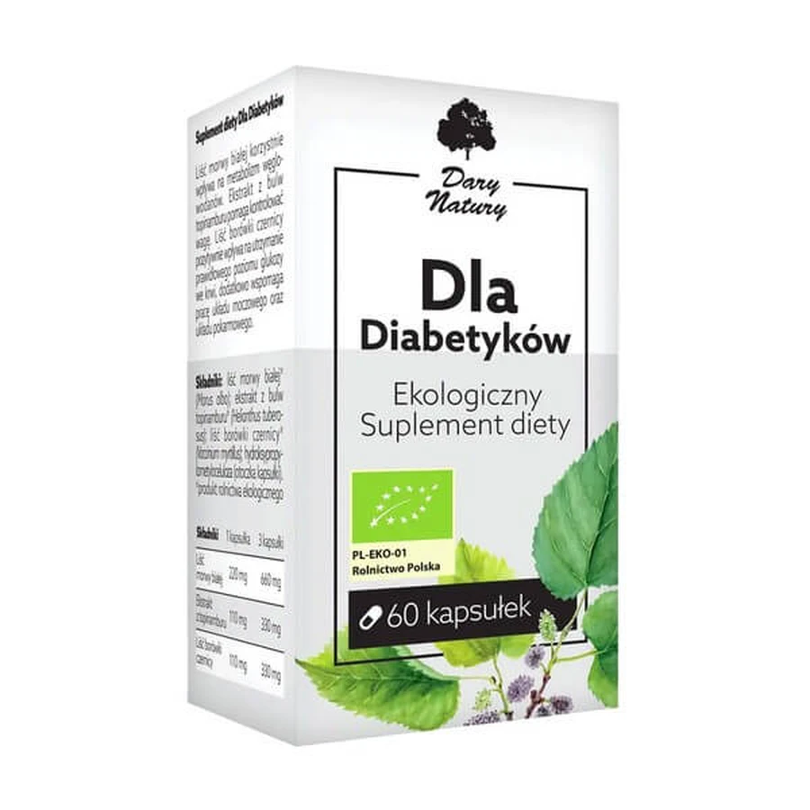 Per i diabetici Integratore alimentare biologico, 60 pezzi.
