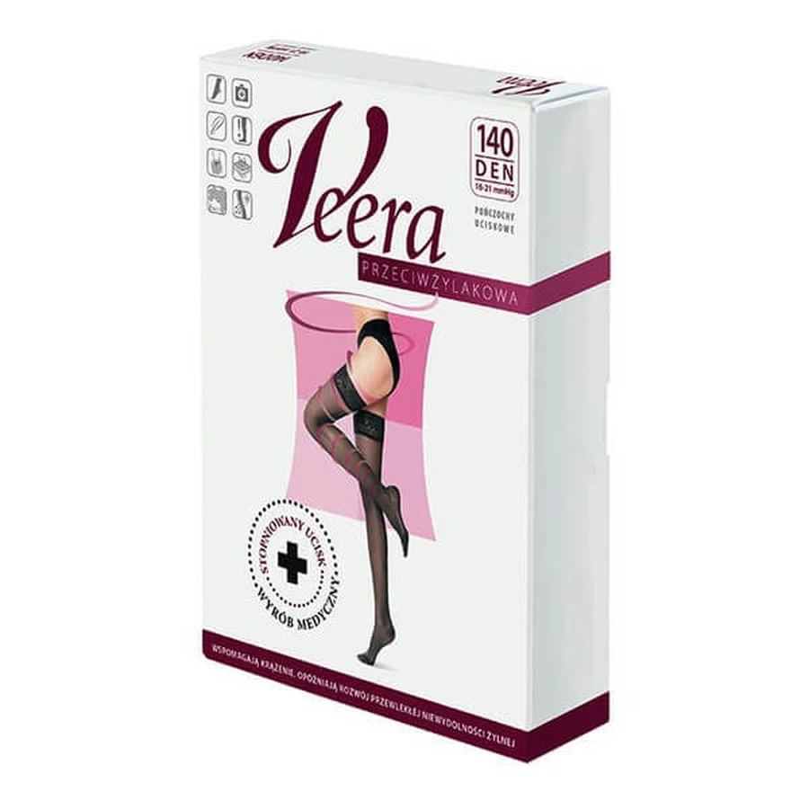 Veera, spataderen kousen, 140 DEN, solei, maat 3