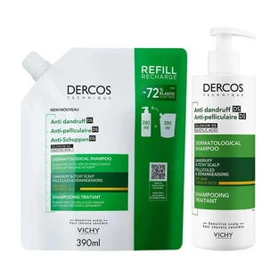 Set Dercos DS, shampoo antiforfora, capelli secchi, 390 ml + confezione di ricarica, 390 ml