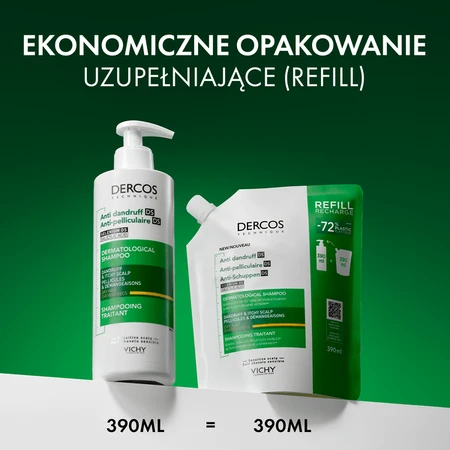Set Dercos DS, shampoo antiforfora, capelli secchi, 390 ml + confezione di ricarica, 390 ml