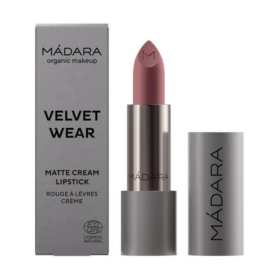 Madara Velvet Matte Cream Lipstick, matte lipstick met een satijnen finish, Cool Nude, 3.8 g