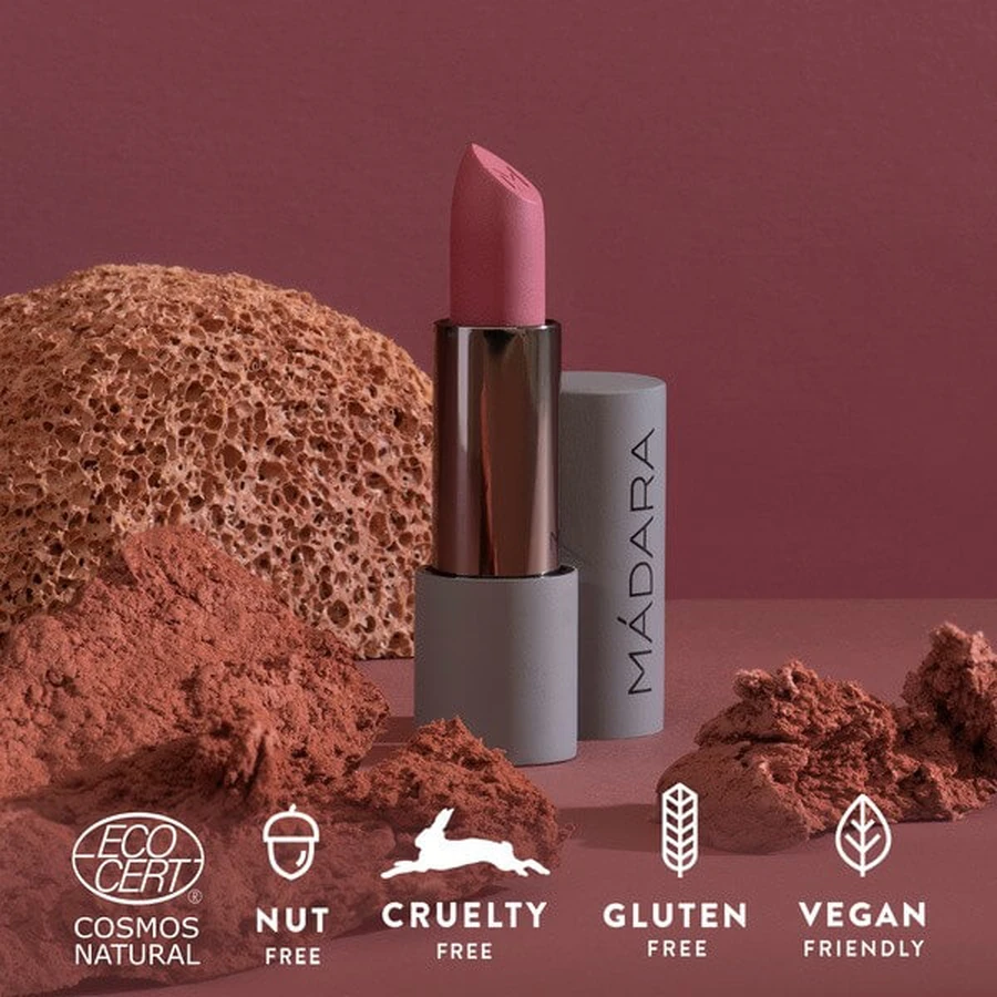 Madara Velvet Matte Cream Lipstick, matte lipstick met een satijnen finish, Cool Nude, 3.8 g
