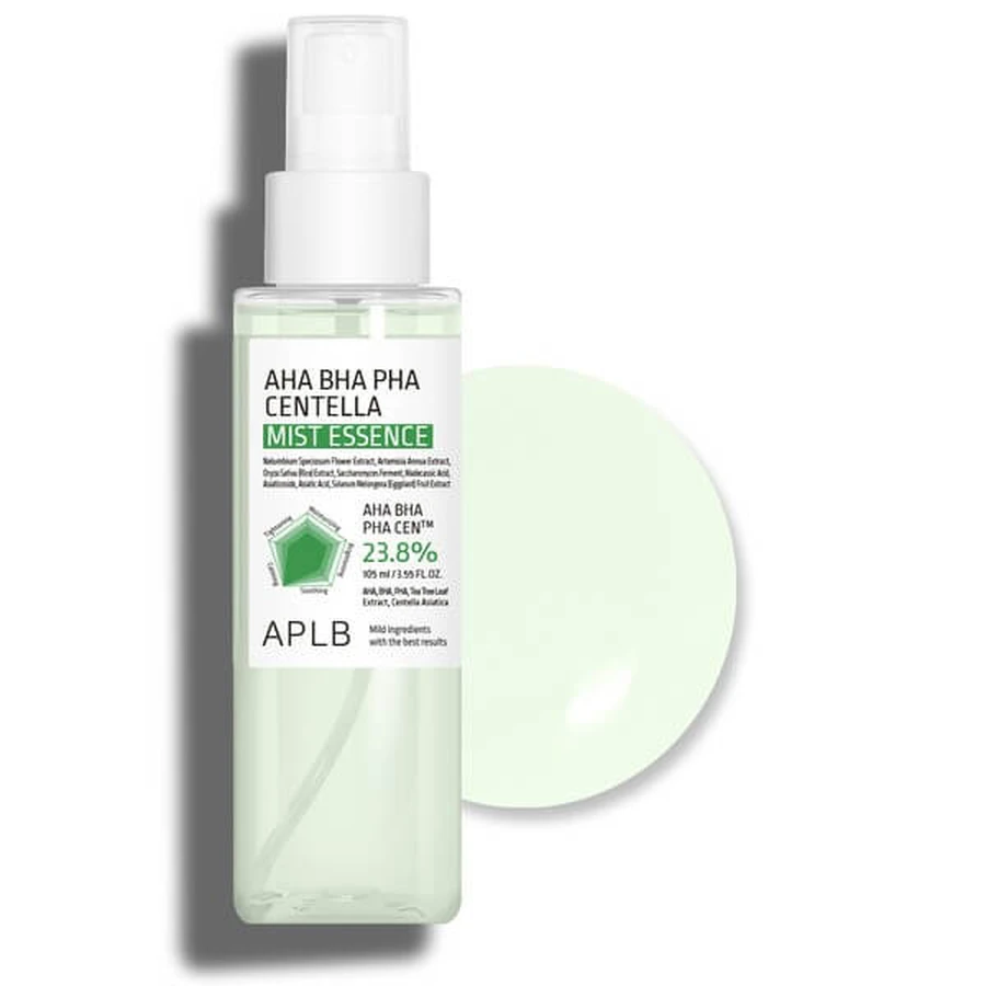APLB AHA BHA PHA Centella Mist Essence, gezichtsnevel-essence met zuren en Centella Asiatica, 105 ml.
