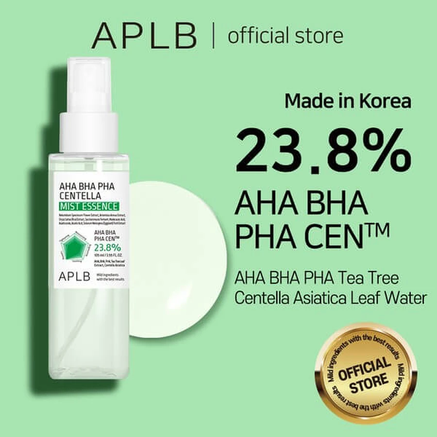 APLB AHA BHA PHA Centella Mist Essence, gezichtsnevel-essence met zuren en Centella Asiatica, 105 ml.