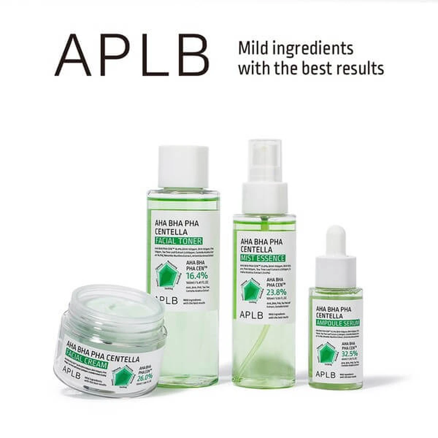 APLB AHA BHA PHA Centella Mist Essence, gezichtsnevel-essence met zuren en Centella Asiatica, 105 ml.
