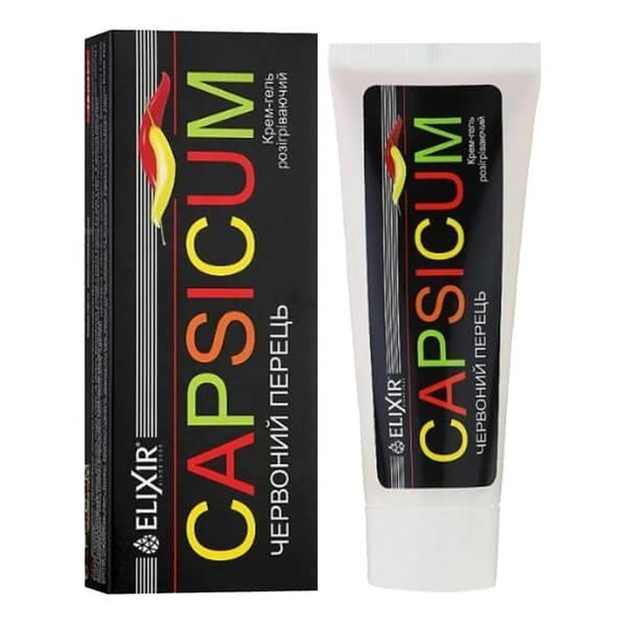 Elixir, Capsicum, gel-crema calentador a la pimienta roja, 75 ml