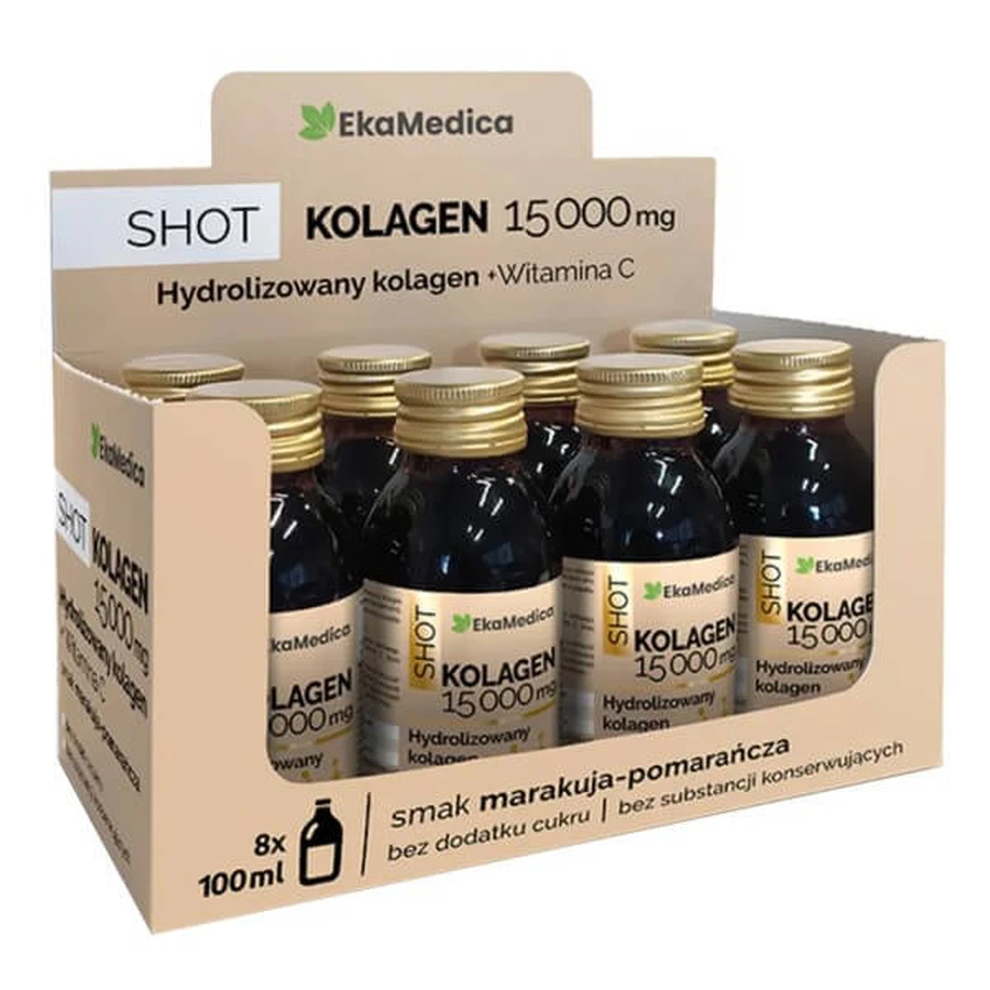 EkaMedica Shot Collageen 15.000 mg, vloeibaar, 100 ml x 8 st.