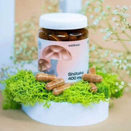 Wellbear Shiitake (Japans hardhout) 400 mg, capsules, 60 st.