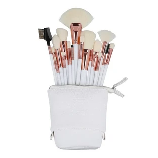 Ilu Basic, set de 18 pinceaux de maquillage + étui, blanc