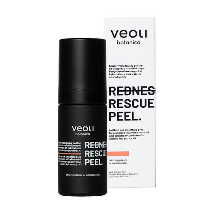Veoli Botanica Redness Rescue Peel, verzachtende en gladmakende peeling voor haarvaatjes, 30 ml