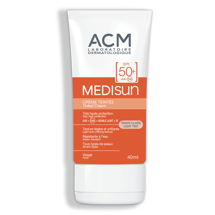 Medisun Getönte Sonnenschutzcreme mit SPF 50+ Light Tint, 40 ml, Acm