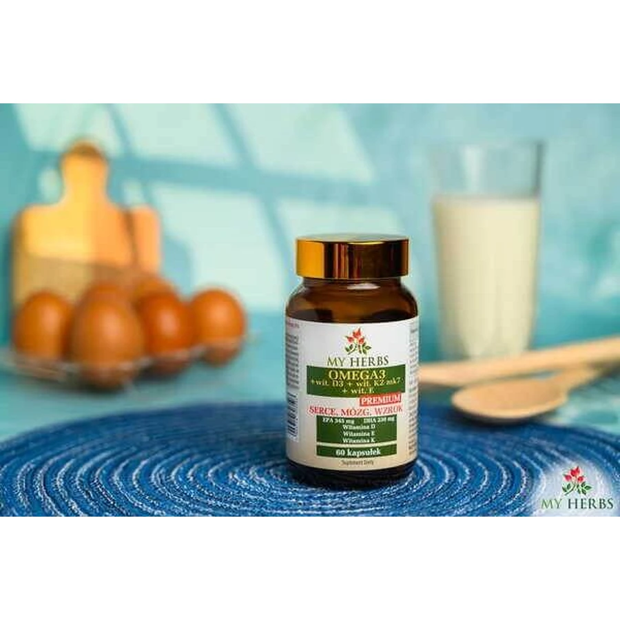 My Herbs Omega 3 + Vit.D3 + Vit. K2 MK7 + Vit.E Premium, Kapseln, 60 Stk.