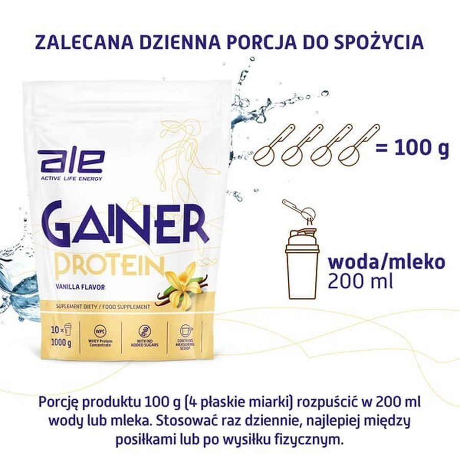 Satz von 3 x ALE Gainer Protein Vanille-Geschmack