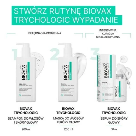 Zestaw Biovax Trychologic Wypadanie, szampon, 200 ml + maska do włosów i skóry głowy, 200 ml: ceny i cechy