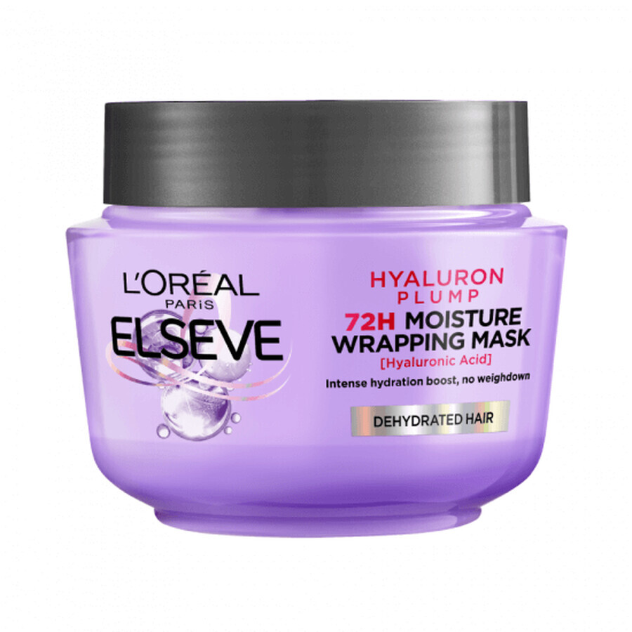 Masque Hyaluron Plump intensément hydratant pour cheveux déshydratés, 300 ml, Elseve