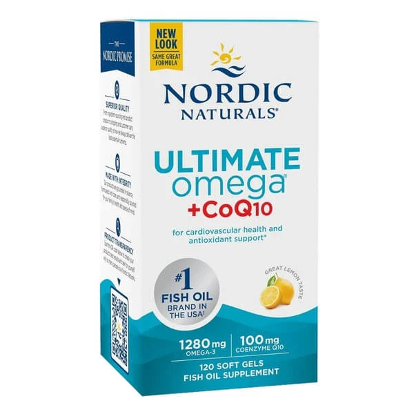 Nordic Naturals Ultimate Omega 1280 mg + CoQ10 100 mg, capsules, citroensmaak, 120 st.
