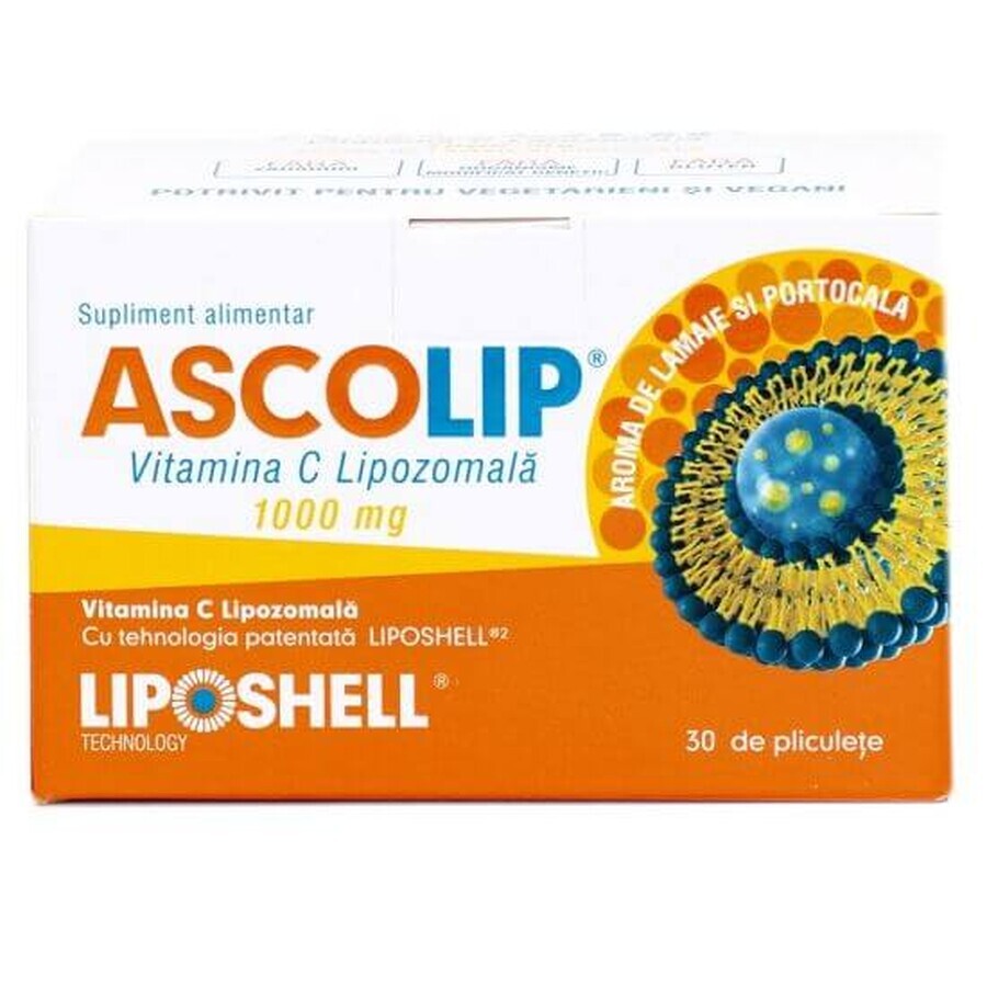 Ascolip Vitamin C Liposomal with orange flavour, 1000 mg, 30 sachets, Liposhell