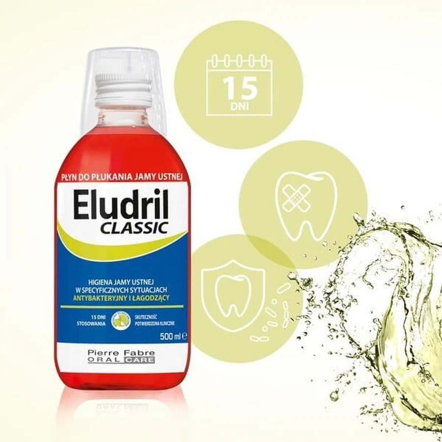 Set Eludril Classic, collutorio, 500 ml + Eludril Care, collutorio per l'igiene orale quotidiana, 500 ml