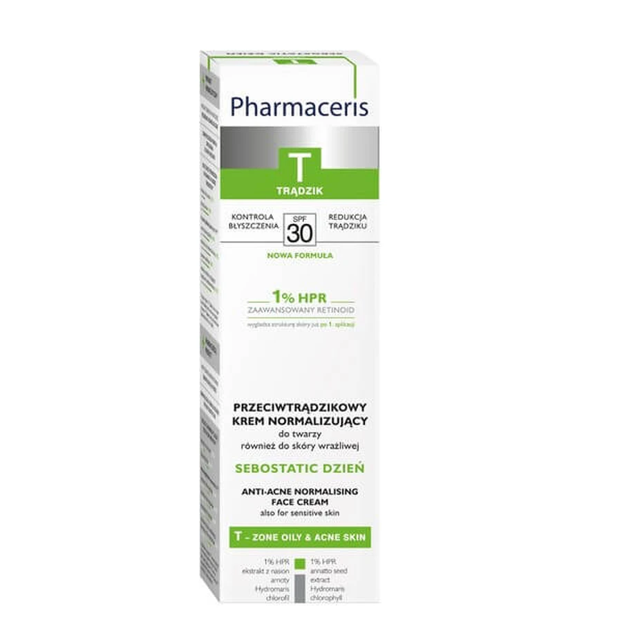 Pharmaceris T Sebostatic Day, Cremă normalizatoare antiacnee, SPF30, 40 ml