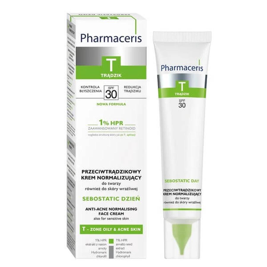 Pharmaceris T Sebostatic Day, Cremă normalizatoare antiacnee, SPF30, 40 ml